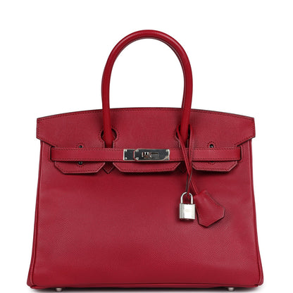 Pre-owned Hermes Birkin 30 Rubis Epsom Palladium Hardware