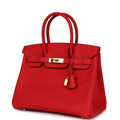 Pre-owned Hermes Birkin 30 Rouge De Coeur Epsom Gold Hardware