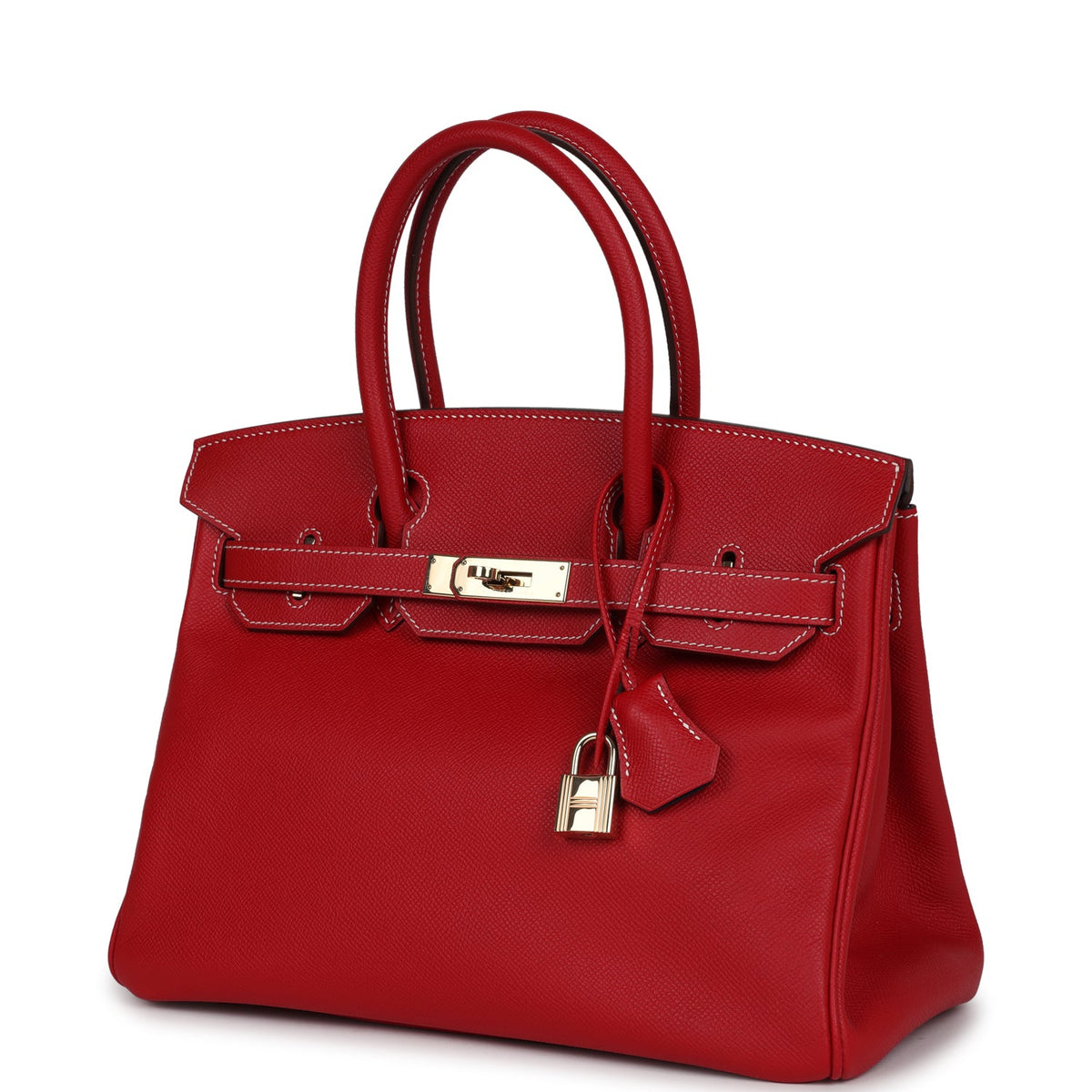 Pre-owned Hermes Birkin 30 Rouge Casaque Candy Epsom Permabrass Hardware