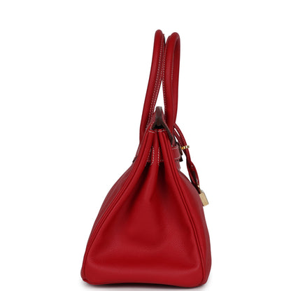 Pre-owned Hermes Birkin 30 Rouge Casaque Candy Epsom Permabrass Hardware