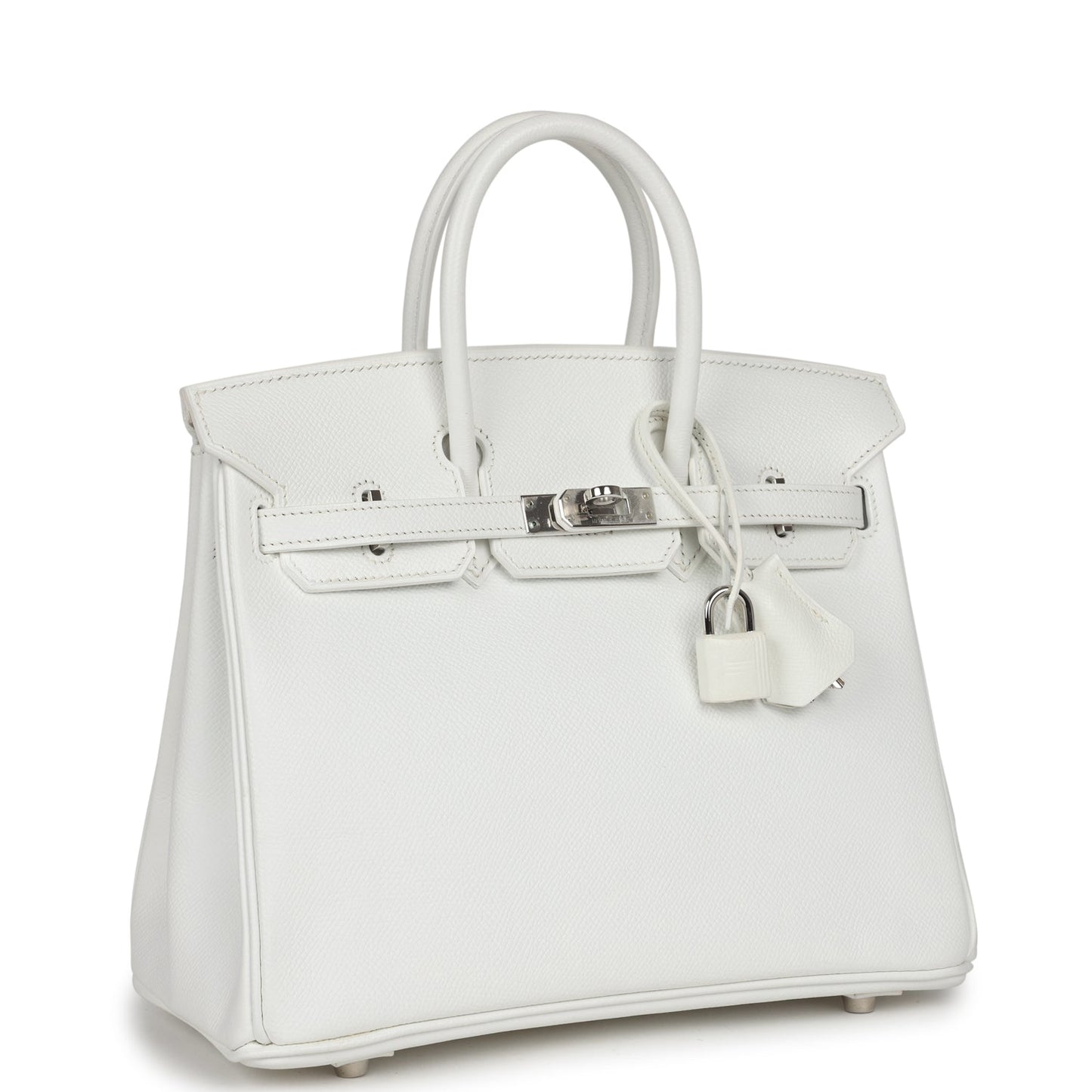 Pre-owned Hermes Birkin 25 White Epsom Palladium Hardware