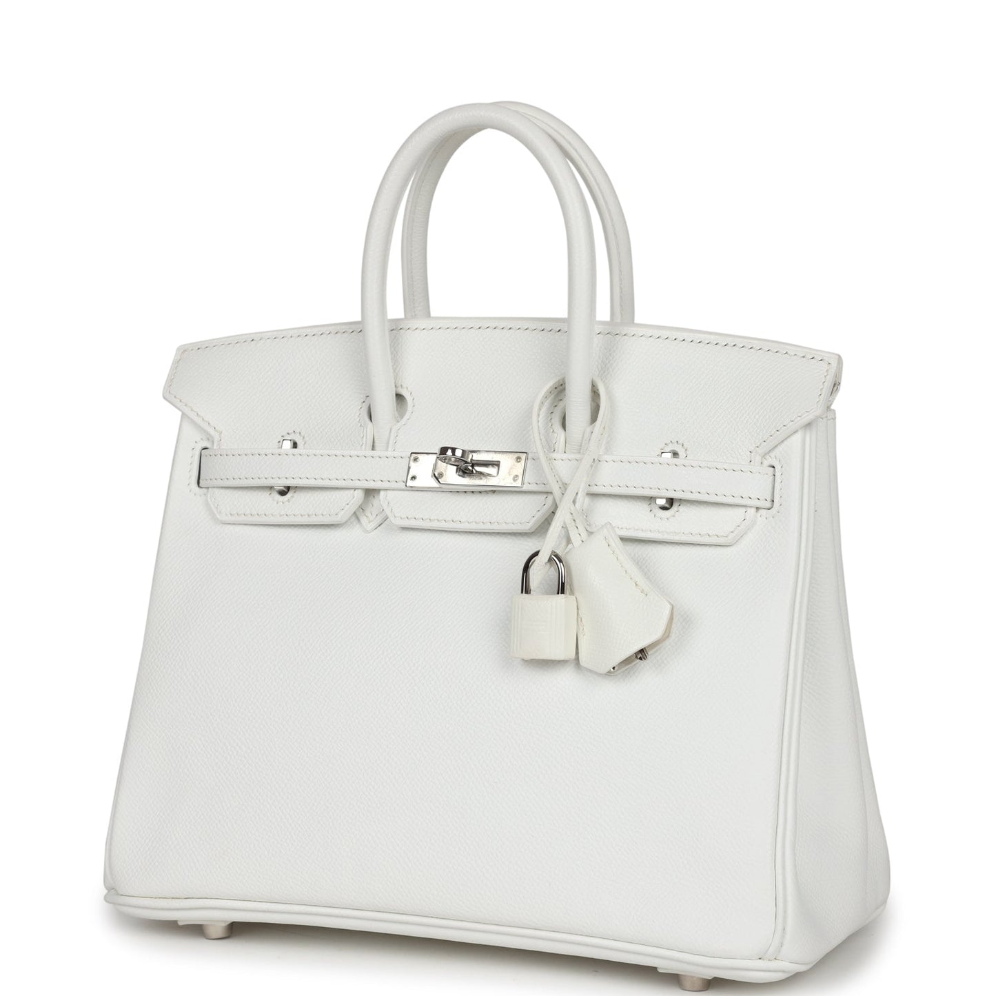 Pre-owned Hermes Birkin 25 White Epsom Palladium Hardware