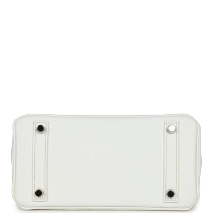 Pre-owned Hermes Birkin 25 White Epsom Palladium Hardware