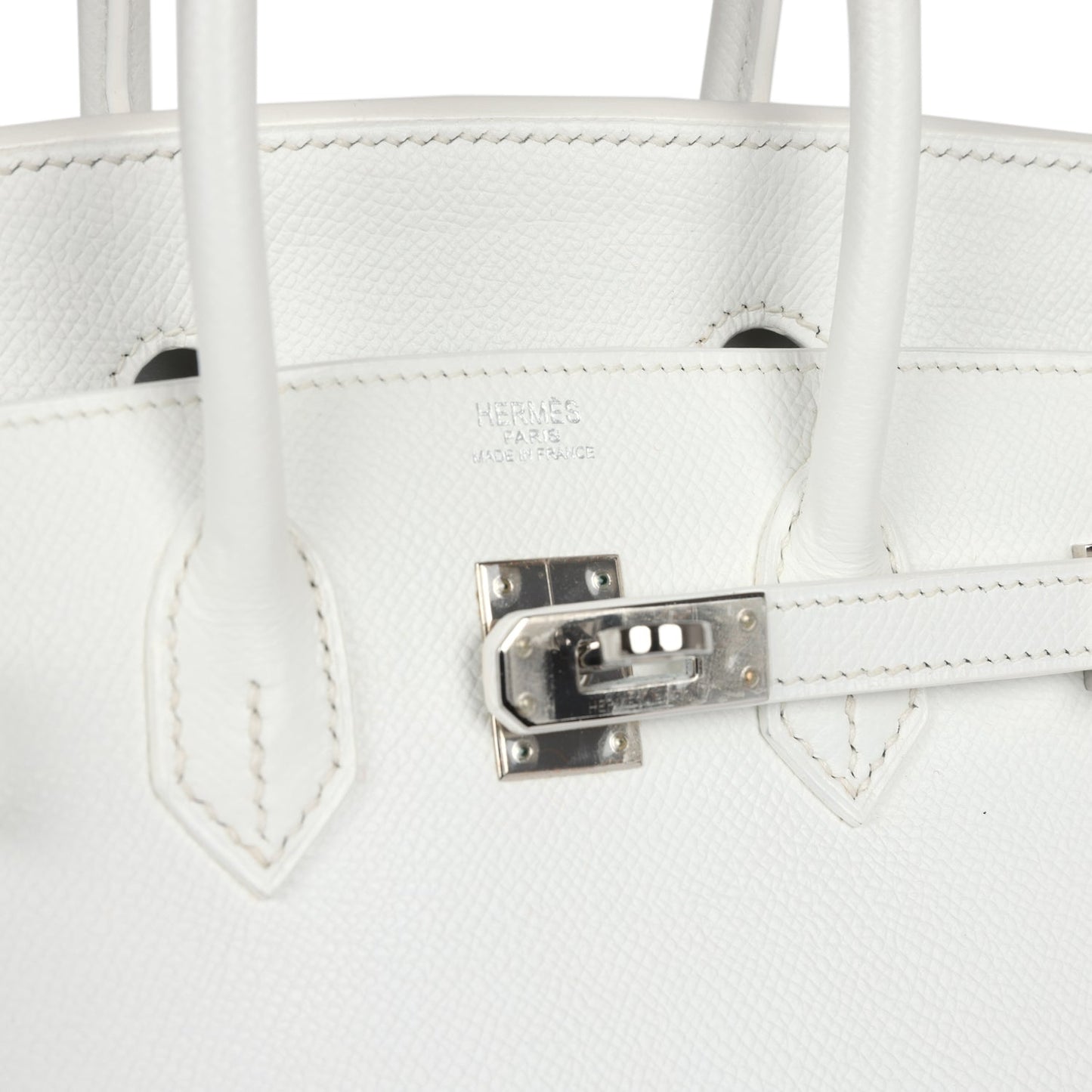 Pre-owned Hermes Birkin 25 White Epsom Palladium Hardware