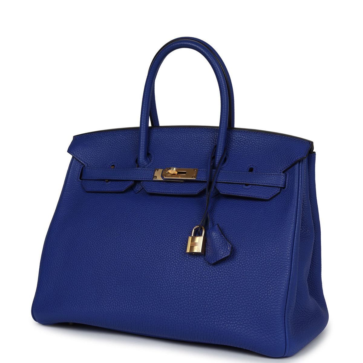 Pre-owned Hermes Birkin 35 Bleu Electric Togo Gold Hardware
