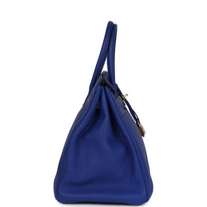 Pre-owned Hermes Birkin 35 Bleu Electric Togo Gold Hardware