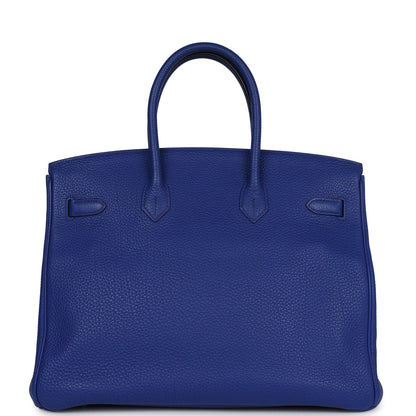 Pre-owned Hermes Birkin 35 Bleu Electric Togo Gold Hardware