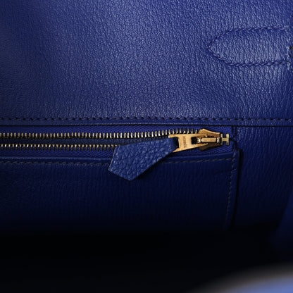 Pre-owned Hermes Birkin 35 Bleu Electric Togo Gold Hardware