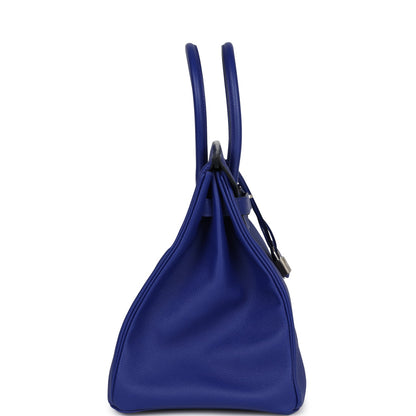 Pre-owned Hermes Birkin 35 Bleu Electric Epsom Palladium Hardware