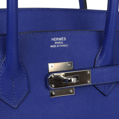 Pre-owned Hermes Birkin 35 Bleu Electric Epsom Palladium Hardware