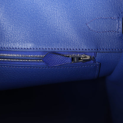 Pre-owned Hermes Birkin 35 Bleu Electric Epsom Palladium Hardware