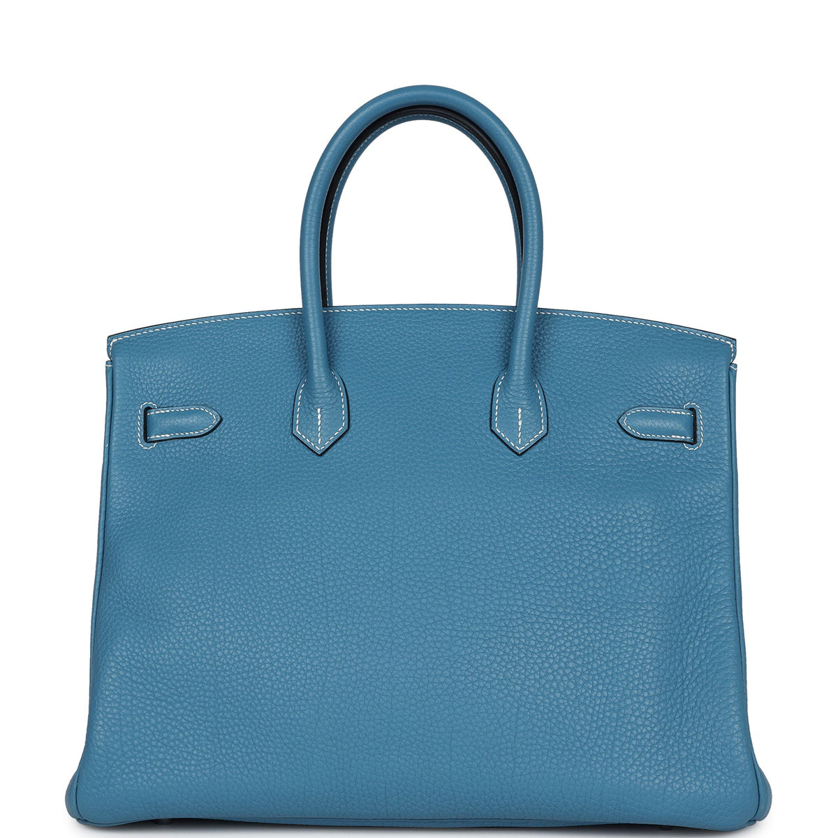 Pre-owned Hermes Birkin 35 Blue Jean Clemence Palladium Hardware