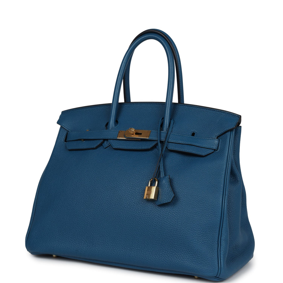 Pre-owned Hermes Birkin 35 Bleu de Galice Togo Gold Hardware