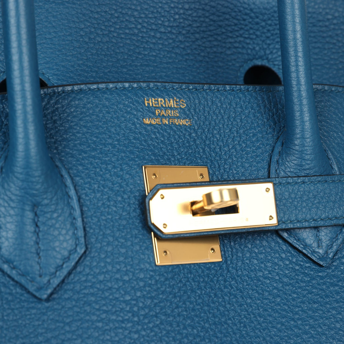 Pre-owned Hermes Birkin 35 Bleu de Galice Togo Gold Hardware
