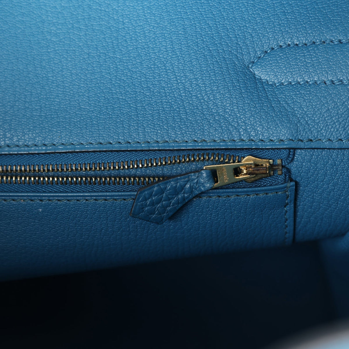 Pre-owned Hermes Birkin 35 Bleu de Galice Togo Gold Hardware