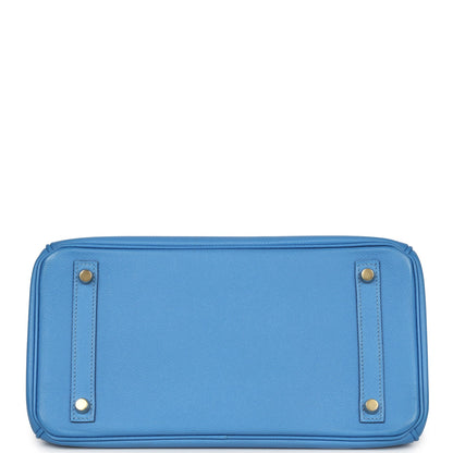 Pre-owned Hermes Birkin 30 Bleu Paradise Epsom Gold Hardware