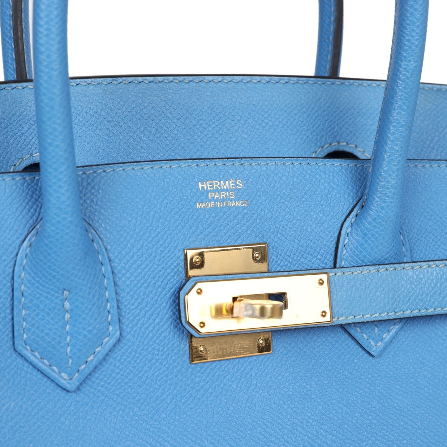 Pre-owned Hermes Birkin 30 Bleu Paradise Epsom Gold Hardware