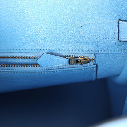 Pre-owned Hermes Birkin 30 Bleu Paradise Epsom Gold Hardware