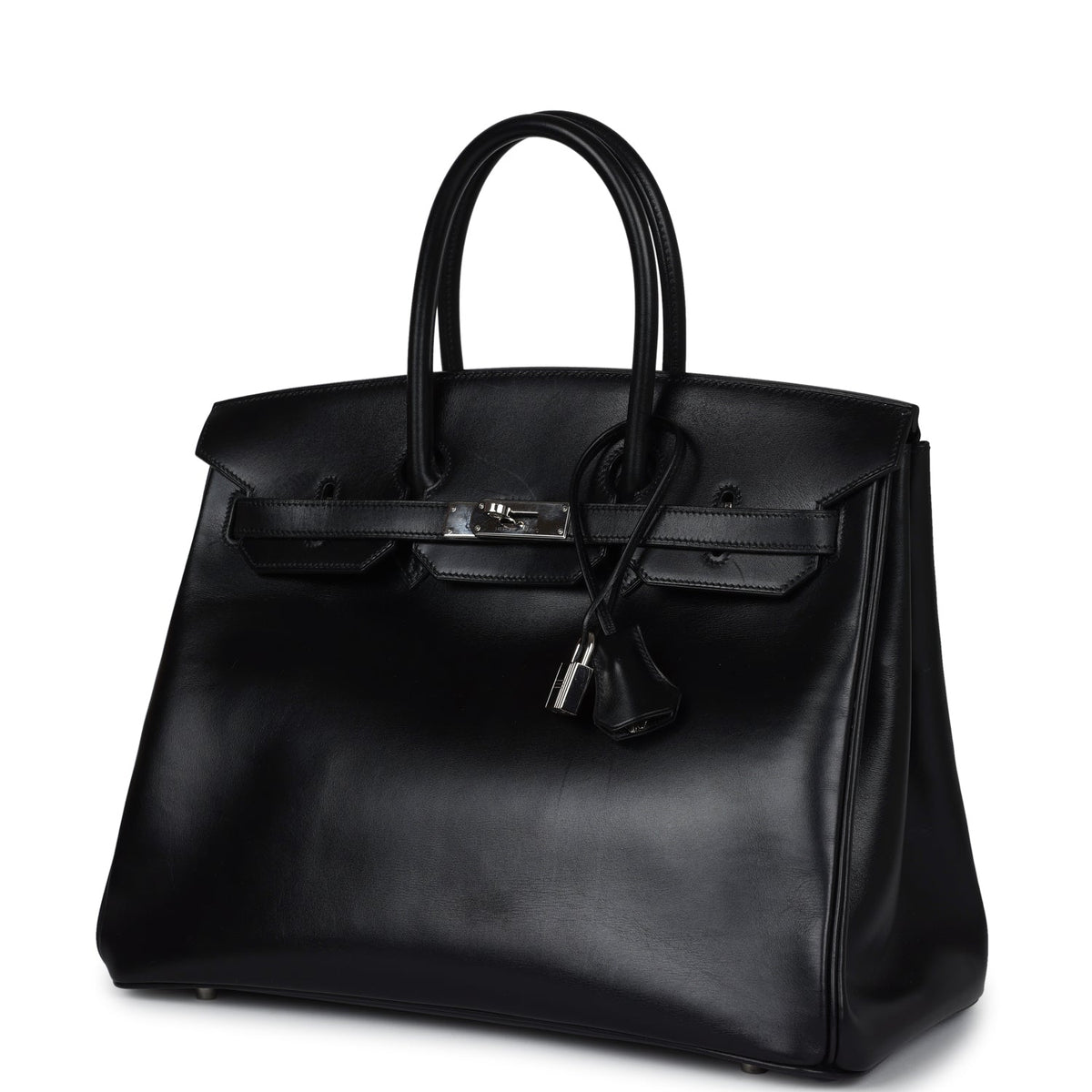 Pre-owned Hermes Birkin 35 Black Box Palladium Hardware