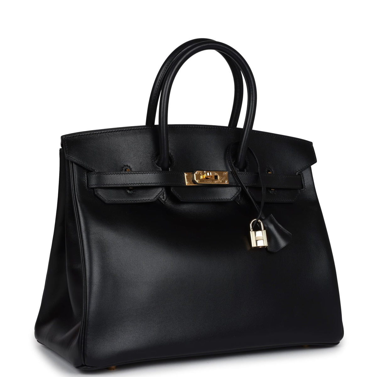 Vintage Hermes Birkin 35 Black Box Gold Hardware