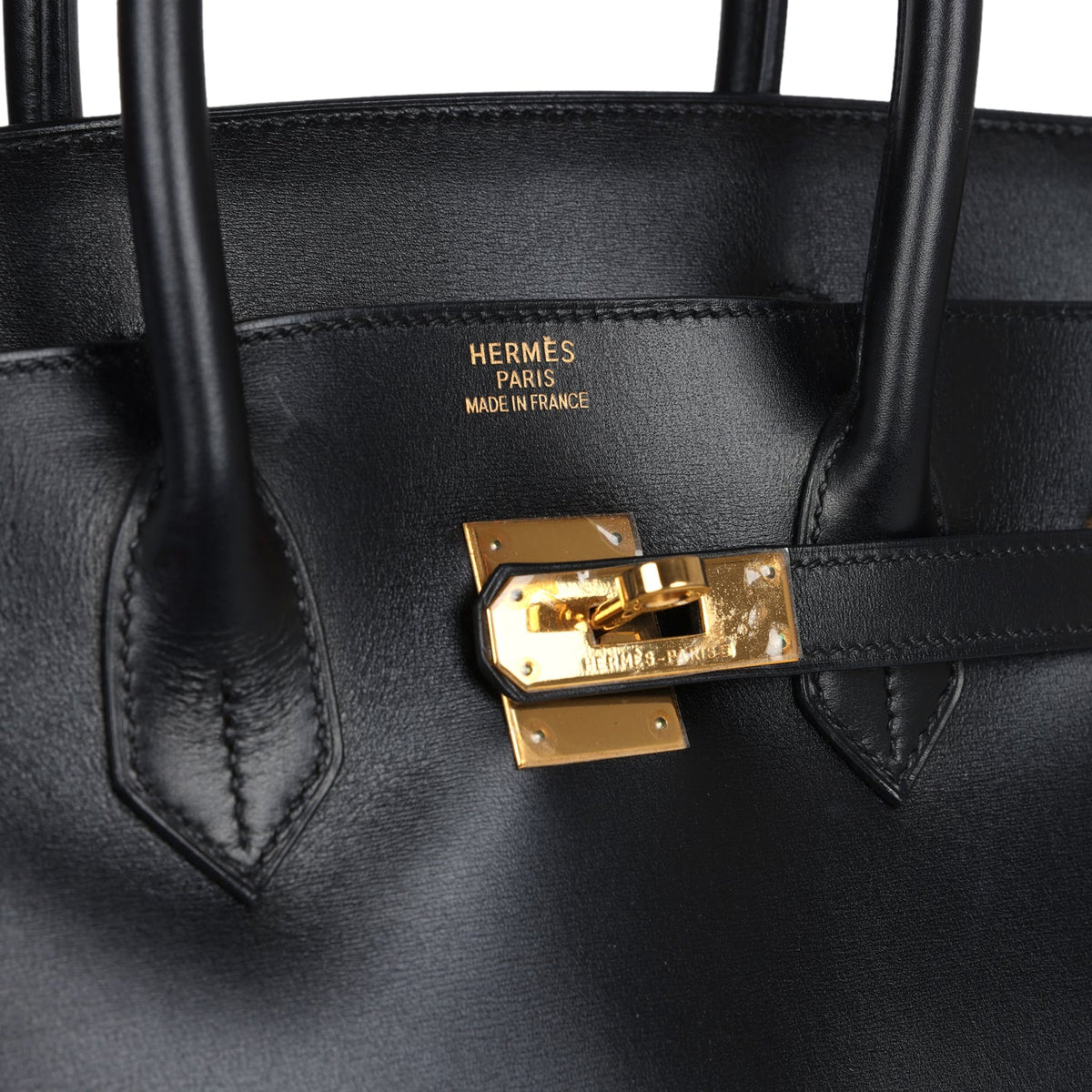 Vintage Hermes Birkin 35 Black Box Gold Hardware