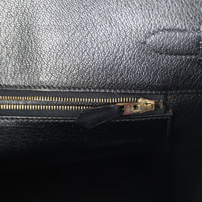 Vintage Hermes Birkin 35 Black Box Gold Hardware