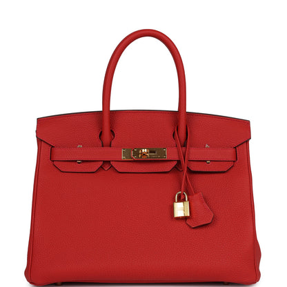 Pre-owned Hermes Birkin 30 Geranium Togo Gold Hardware