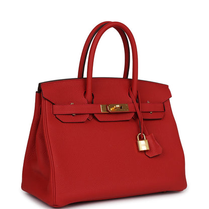 Pre-owned Hermes Birkin 30 Geranium Togo Gold Hardware