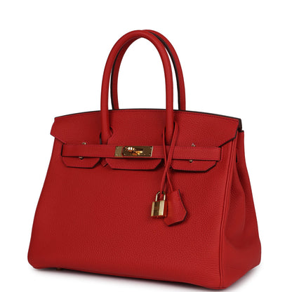 Pre-owned Hermes Birkin 30 Geranium Togo Gold Hardware