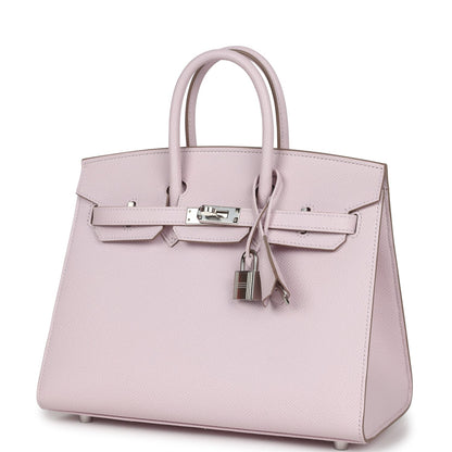 Hermes Birkin Sellier 25 Mauve Pale Epsom Palladium Hardware