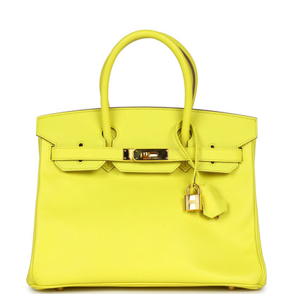Pre-owned Hermes Birkin 30 Lime Epsom Gold Hardware