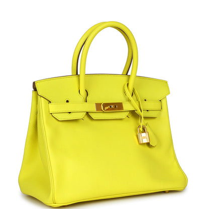 Pre-owned Hermes Birkin 30 Lime Epsom Gold Hardware