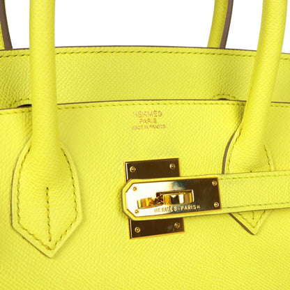 Pre-owned Hermes Birkin 30 Lime Epsom Gold Hardware