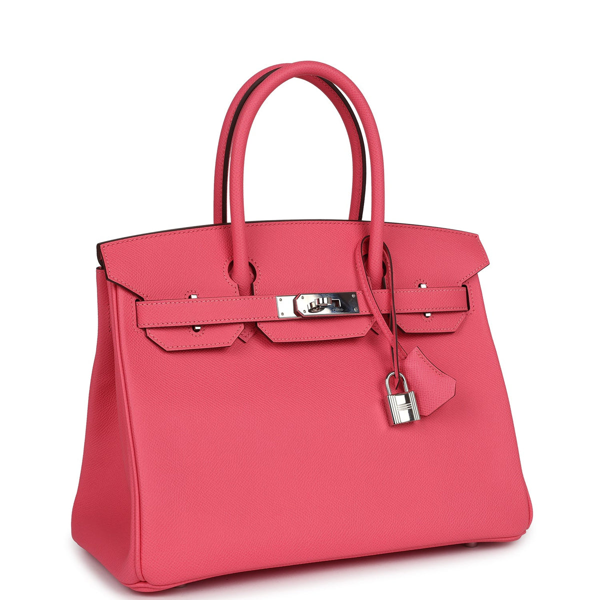 Pre-owned Hermes Birkin 30 Rose Azalee Epsom Palladium Hardware