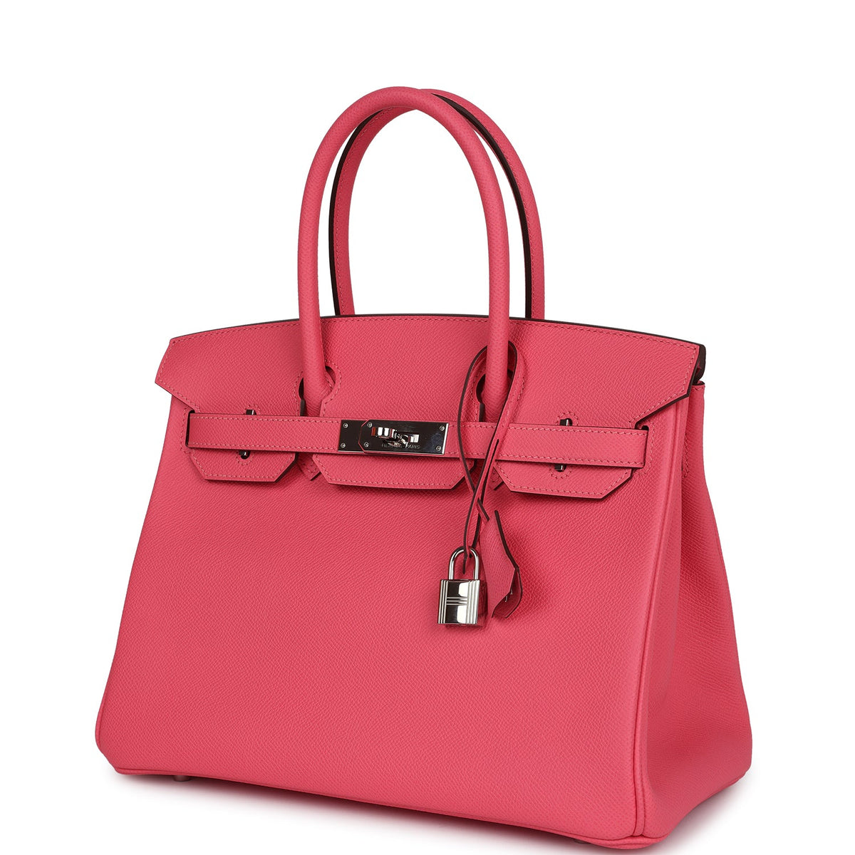 Pre-owned Hermes Birkin 30 Rose Azalee Epsom Palladium Hardware