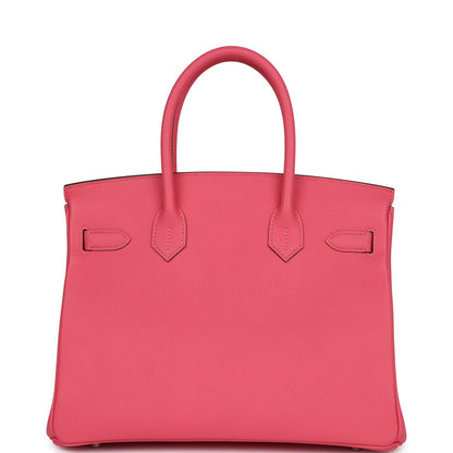 Pre-owned Hermes Birkin 30 Rose Azalee Epsom Palladium Hardware