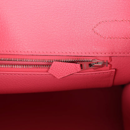 Pre-owned Hermes Birkin 30 Rose Azalee Epsom Palladium Hardware