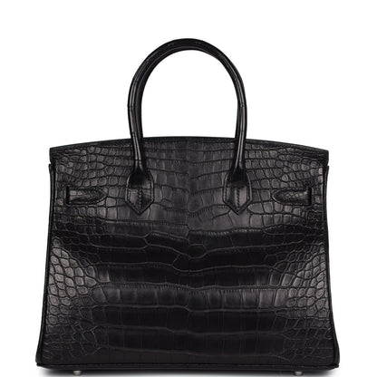 Hermes Birkin 30 Black Matte Alligator Palladium Hardware