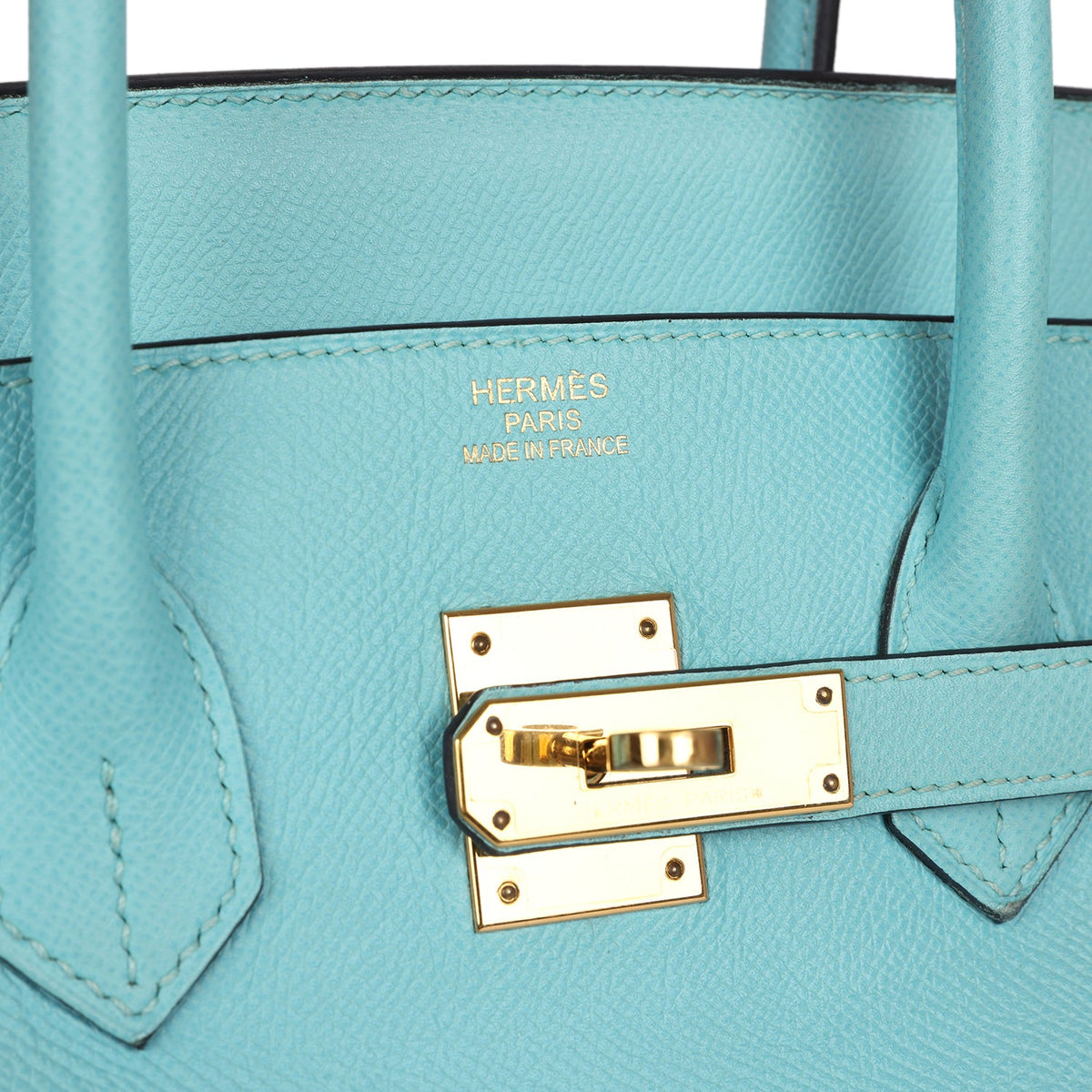 Pre-owned Hermes Birkin 35 Bleu Atoll Epsom Gold Hardware