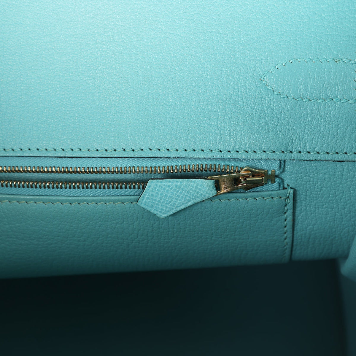 Pre-owned Hermes Birkin 35 Bleu Atoll Epsom Gold Hardware