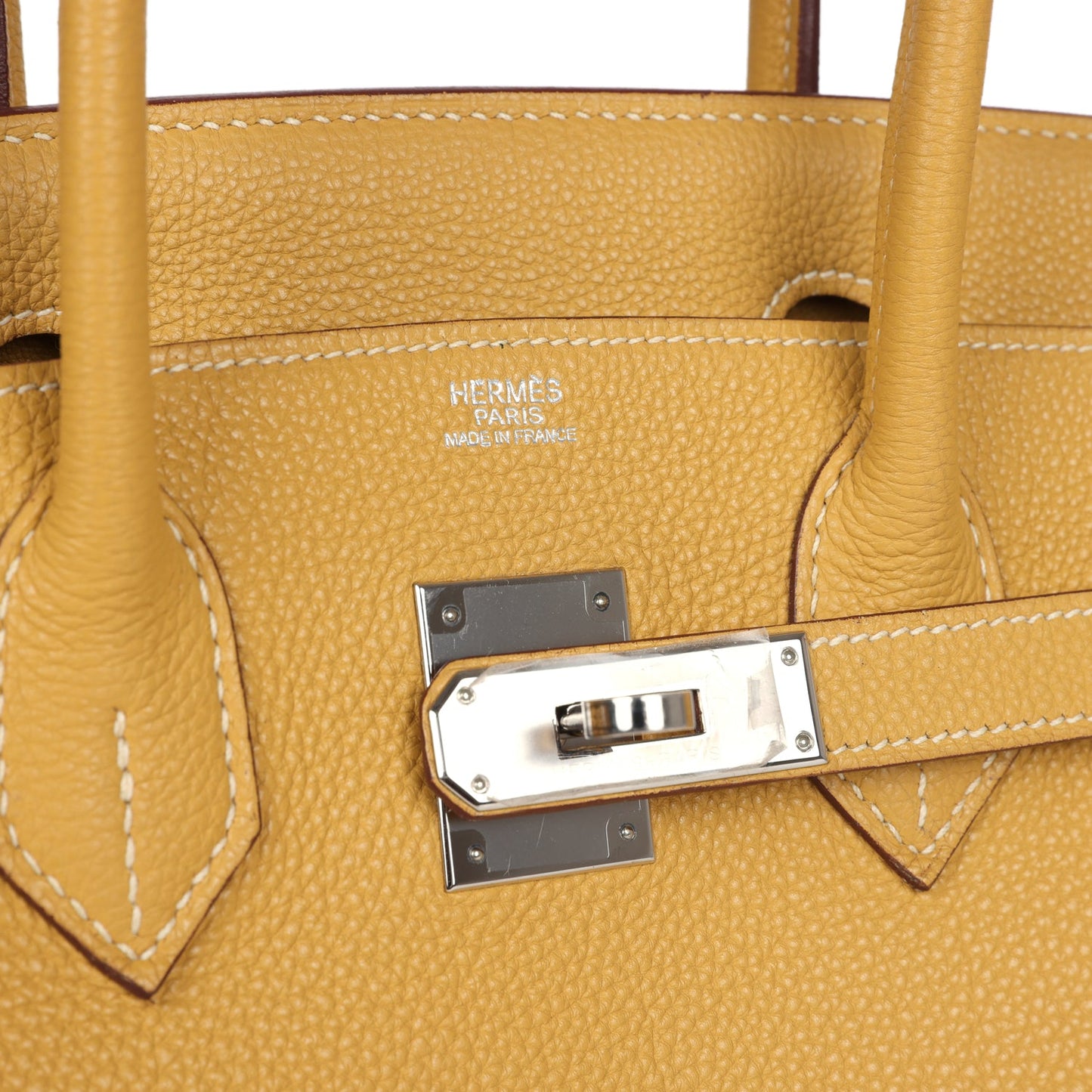 Pre-owned Hermes Birkin 30 Curry Togo Palladium Hardware