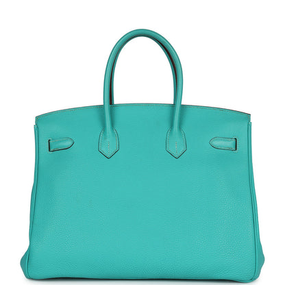 Pre-owned Hermes Birkin 35 Lagon Togo Palladium Hardware