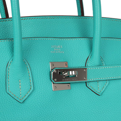 Pre-owned Hermes Birkin 35 Lagon Togo Palladium Hardware