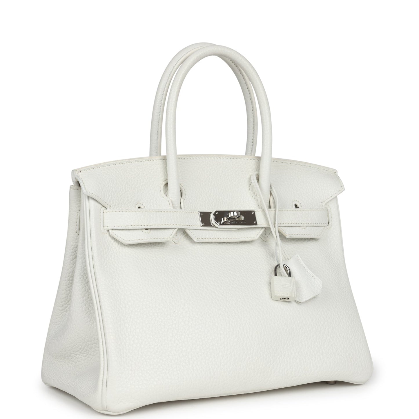 Pre-owned Hermes Birkin 30 White Clemence Palladium Hardware