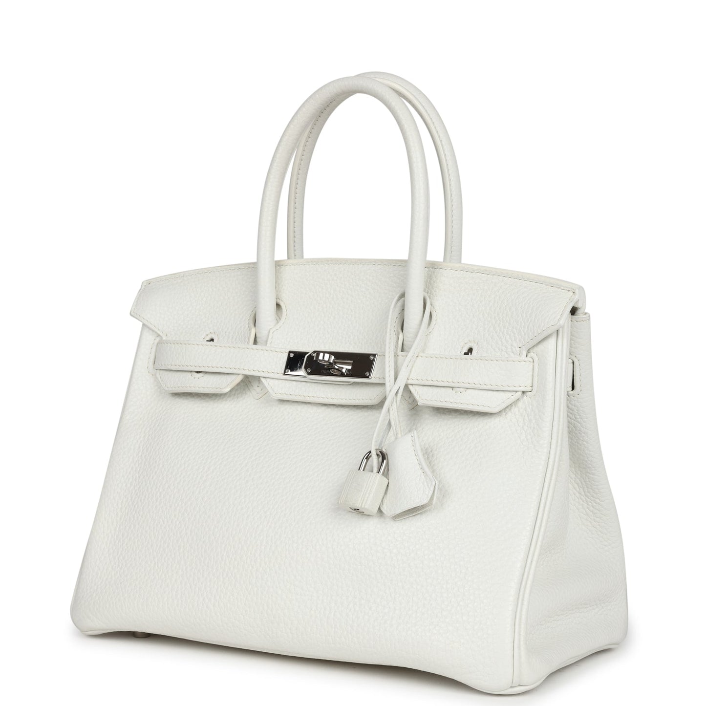 Pre-owned Hermes Birkin 30 White Clemence Palladium Hardware