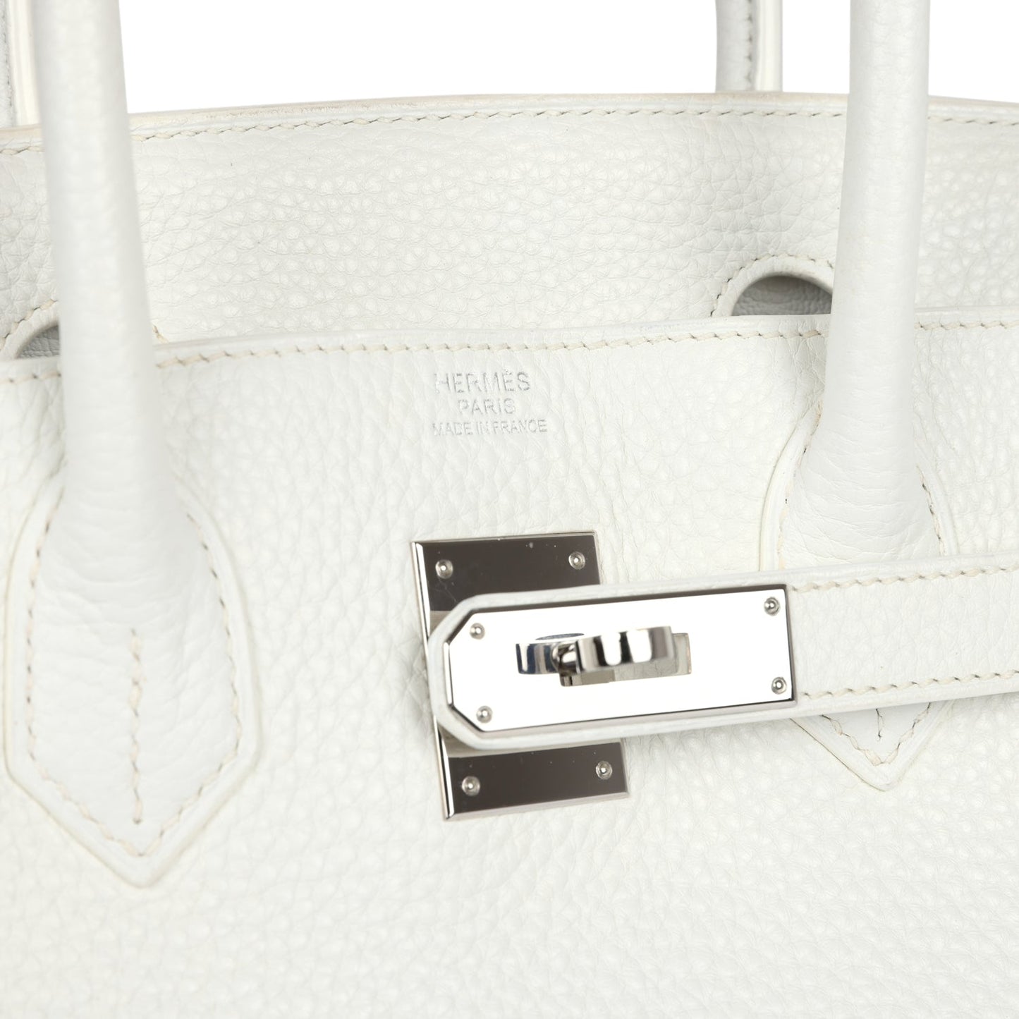 Pre-owned Hermes Birkin 30 White Clemence Palladium Hardware