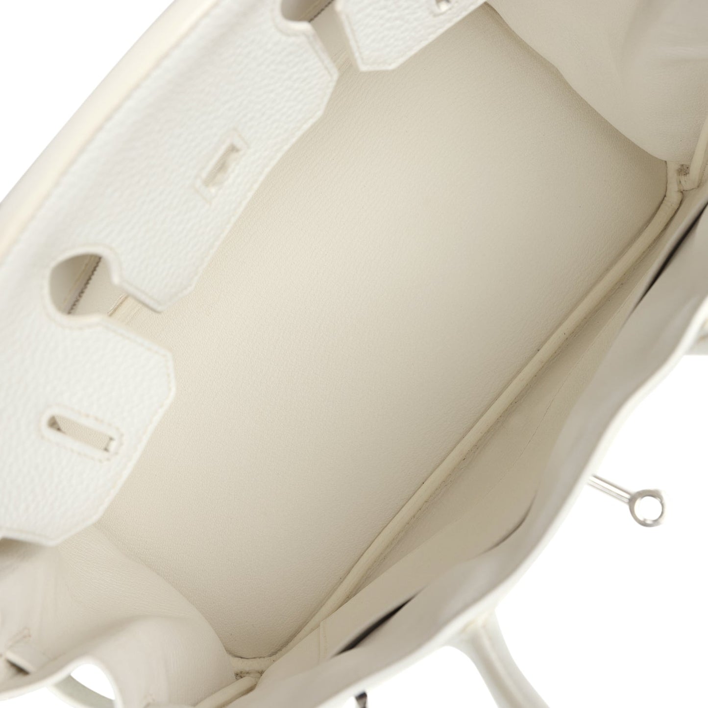 Pre-owned Hermes Birkin 30 White Clemence Palladium Hardware