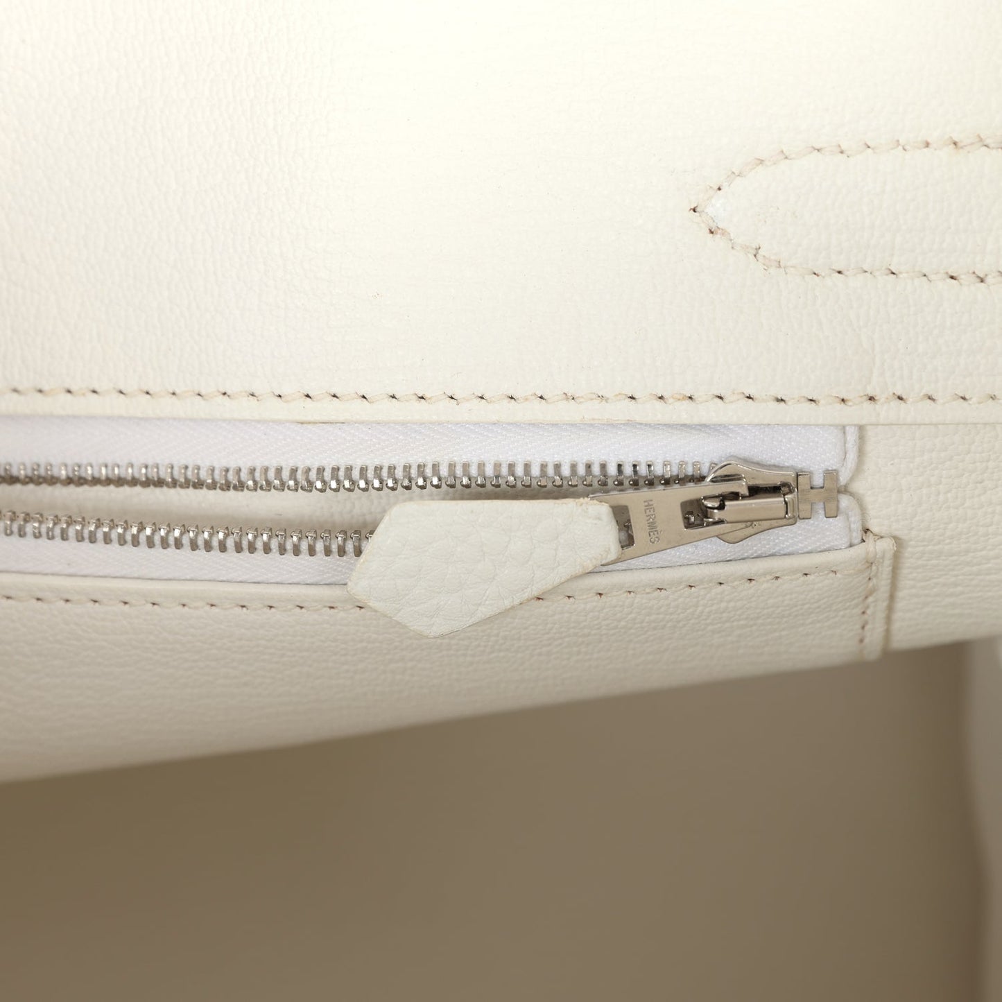 Pre-owned Hermes Birkin 30 White Clemence Palladium Hardware