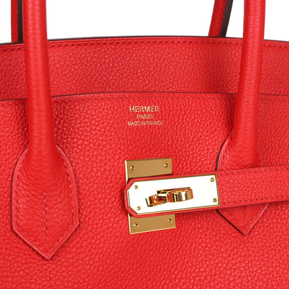 Pre-owned Hermes Birkin 35 Rouge Tomate Togo Gold Hardware