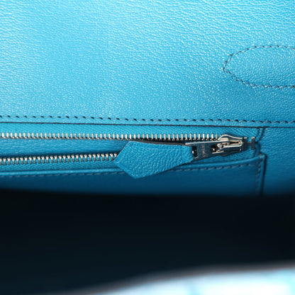 Hermes Birkin 30 Bleu Izmir Shiny Niloticus Crocodile Palladium Hardware